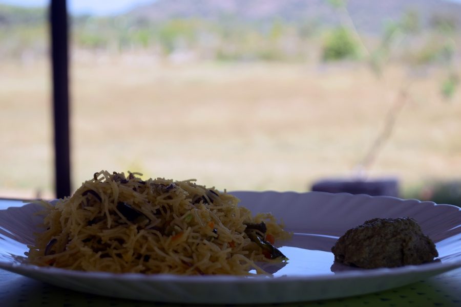 Lush green garden and trees at Bandipur Hill View Homestay